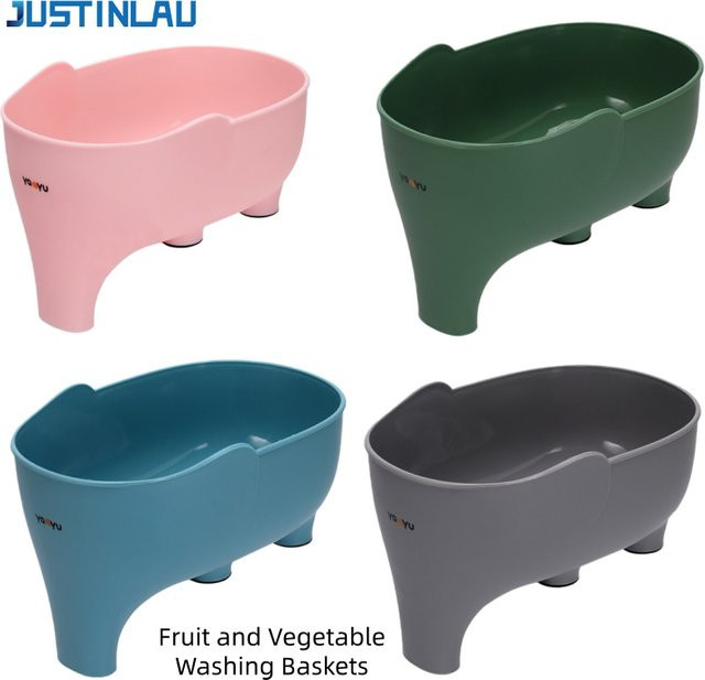 JUSTINLAU Abtropfkorb in Elefantenform aus Kunststoff als multifunktionaler Obst- und Gemüsewaschkorb - Bild 1