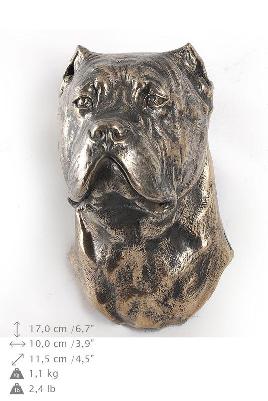 Art-Dog Cane Corso Hundestatue als hängende Büste aus Kunstharz und Metall in Braun - Bild 5