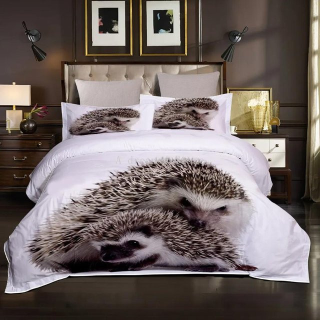 Bettwäsche Kollektion Igel mit Bettbezug und Kissenbezug aus Mikrofaser, Weiß, B/H: 135 x 200 cm - Bild 1