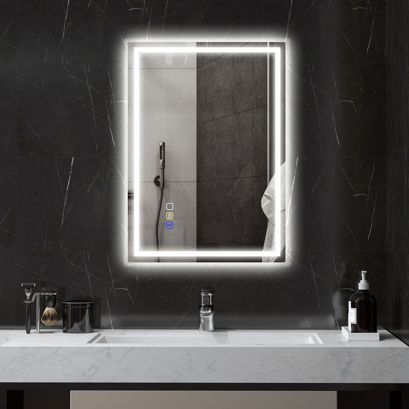 HOMCOM Wandspiegel mit LED-Licht und Bluetooth-Lautsprecher, B: 70 cm, H: 50 cm, 3 Farben, Anti-Beschlag und Touchschalter, Schwarz/Silber - Bild 2