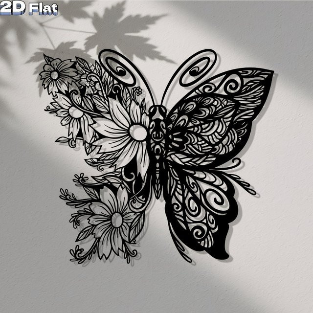 CIFBUY Schmetterling Wandkunst aus Metall in Schwarz als rostbeständige Gartendekoration - Bild 1
