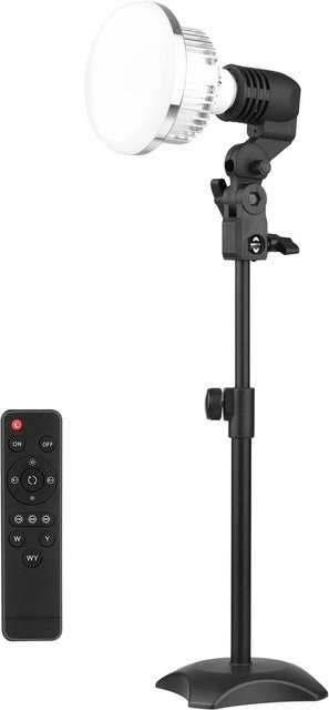 TOMTOP JMS LED Beleuchtungsset für Tischfotografie mit 85W Glühbirne, dimmbar, 3200K-5500K, E27 Lampenfassung und Fernbedienung, Weiß/Schwarz - Bild 1