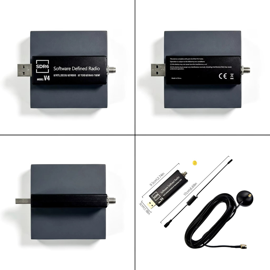 HTOOL RTL-SDR V4 Software-Definierter Funkempfänger mit Antenne, R860 RTL2832U, 1PPM TCXO, HF BiasT, SMA, Schwarz - Bild 4