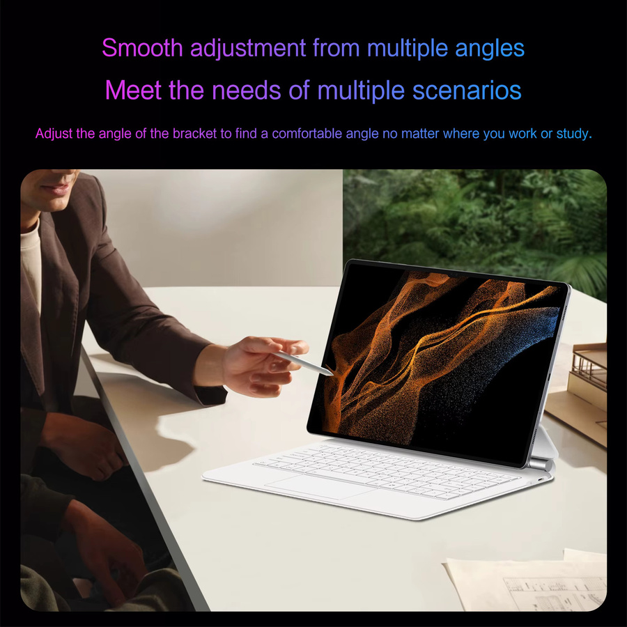 LFOIQN Magic Keyboard Hülle für Samsung Galaxy Tab S8 Ultra, S9 Ultra, S10 Ultra und S11 Ultra 14,6 Zoll, Slim AI Book Cover in Weiß - Bild 2