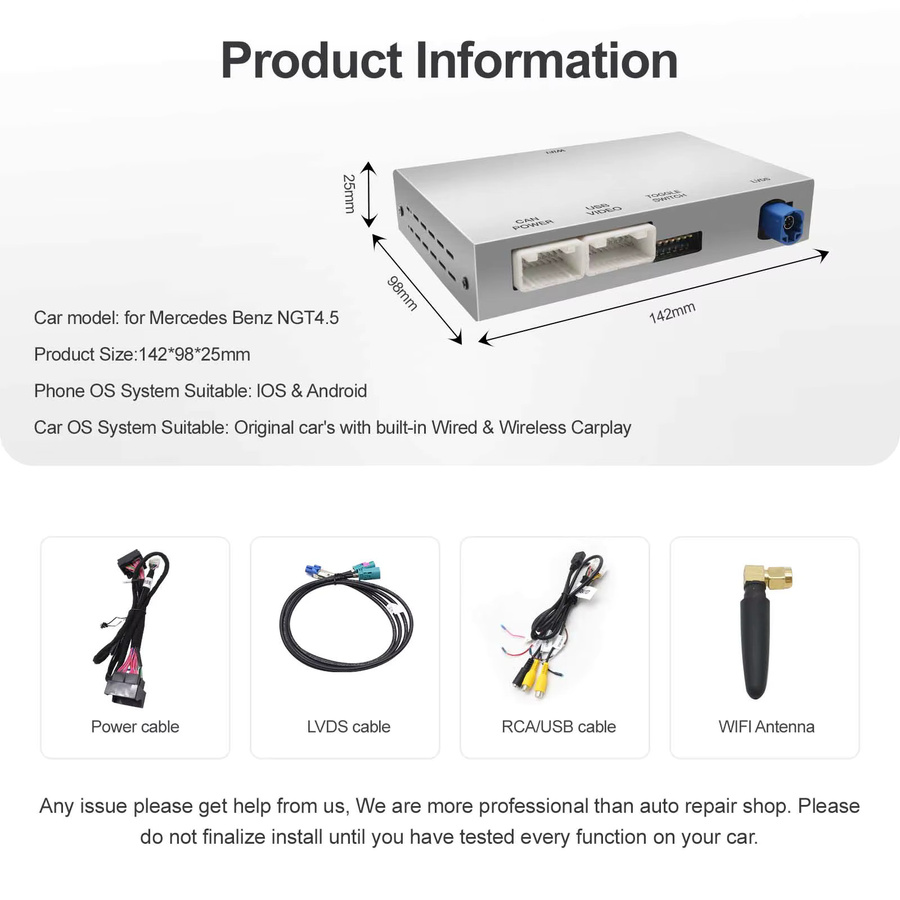 AUTOABC Drahtlose CarPlay und Android Auto Decoder Box für Mercedes Benz A B C E Klasse GLA CLA CLE W205 W176 C117 W246 W167 NTG5.0 mit Airplay - Bild 4