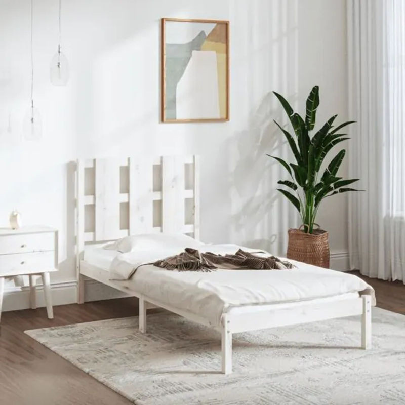 Massivholzbett aus Kiefer in Weiß von Vidaxl im skandinavischen Design, B/T: 75 x 190 cm - Bild 1