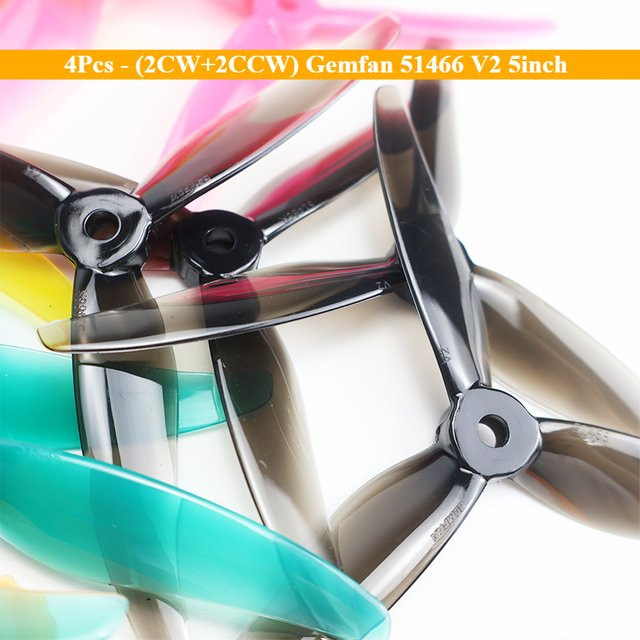 Gemfan 51466 V2 Propeller, 5 Zoll, 3-Blatt, Blau, 4-teiliges Set - Bild 1