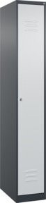 C+P Spind Classic PLUS Garderobenschrank mit 1 Abteil und mittiger Trennwand, Farbe Anthrazitgrau/Lichtgrau, H x B x T: 185 x 30 x 50 cm - Bild 1