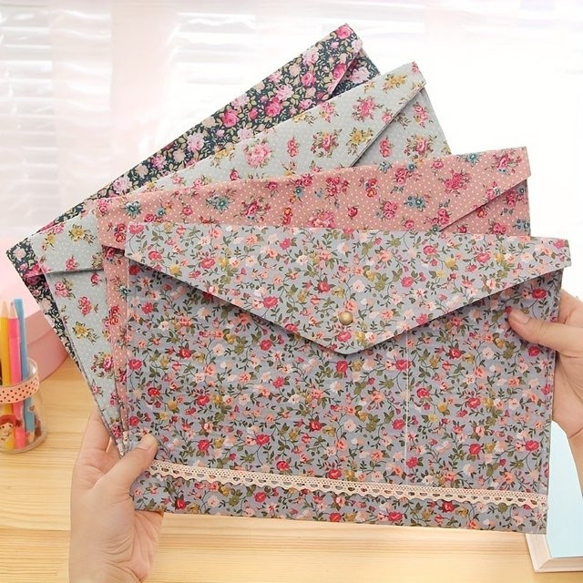 A4 Dateiordner aus Stoff mit elegantem Blumenmuster als Dokumenten-Organizer und Aktentasche in Multicolour - Bild 1