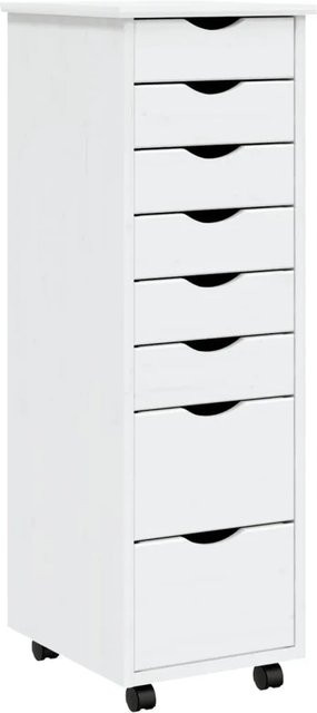 vidaXL Rollschrank Moss aus Massivholz Kiefer mit Schubladen in Weiß, B/T/H: 76,0 x 39,0 x 103,0 cm - Bild 1