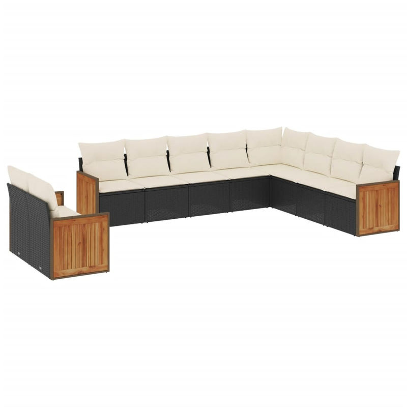 Vidaxl Garten-Sitzgruppe für 10 Personen aus schwarzem Rattan mit beigen Kissen im modernen Design - Bild 2