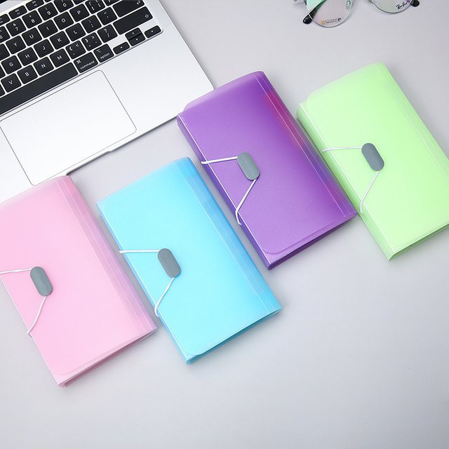 A6 Mini-Ordner mit 13 Fächern als transparenter Dokumenten-Organizer in Bonbonfarben (Lila/Multicolor) - Bild 1