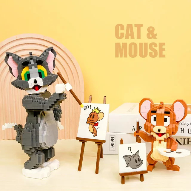 Hot Toys Tom und Jerry Micro Bausteine, Maler Katze und Maus, 3D Modell, ab 6 Jahren - Bild 1
