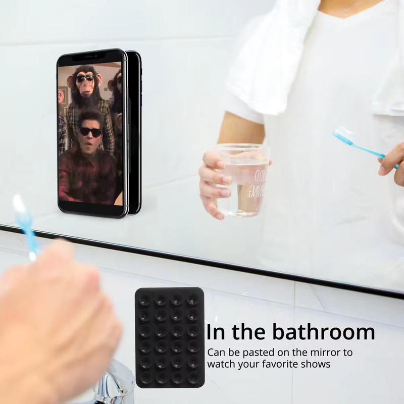 Multifunktionale Silikon Saug-Telefonhalter Matte in Schwarz mit Anti-Slip Saugnapf zur Wandmontage - Bild 5