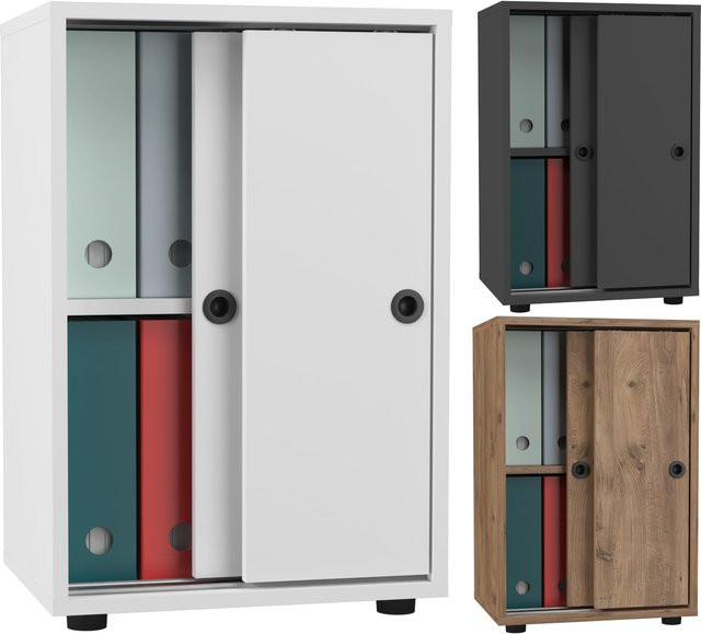 VCM Büroschrank Ulas mit 2 Fächern und Schiebetüren aus Metall, H x B x T: 74 x 49 x 38 cm - Bild 1