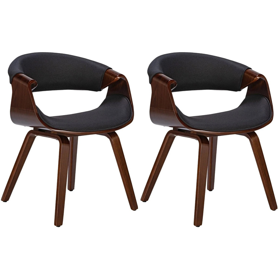 DELUKE 2er Set Esszimmerstühle VIZON in Stoff und Walnuss/Schwarz, B/T/H: 62 x 52 x 76 cm - Bild 2
