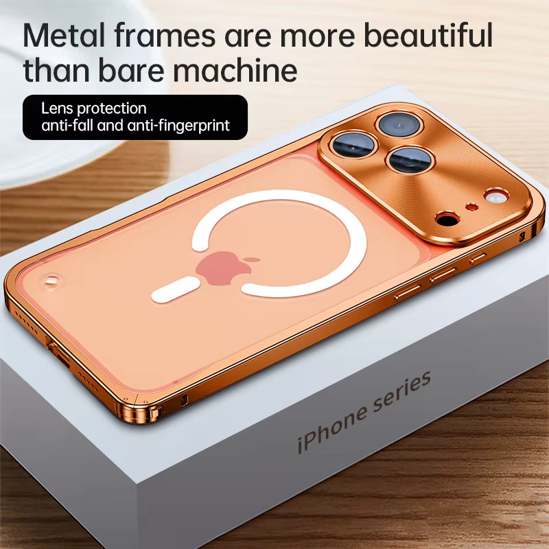 BeisFun MagSafe Telefonhülle mit Metalllegierungsrahmen für iPhone 17, 16, 15, 14, 13 Pro Max Plus, magnetische Stoßstange, matt und transparent in Lila - Bild 3