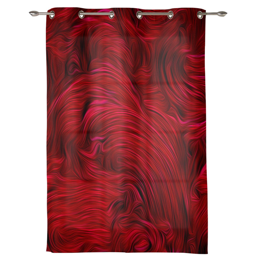 Super Six Fenstervorhang mit rotem abstrakten Texturlinien-Design, modern und semi-transparent, Breite: 135 cm, Höhe: 92 cm - Bild 3