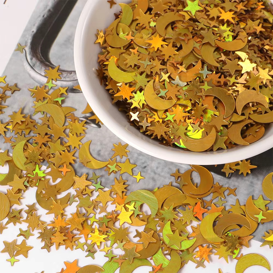 Buntes Konfetti aus Papier mit Sternen und Mond in Gold und Multicolour für Ramadan Kareem, Eid Al Adha und EID Mubarak Partydeko - Bild 2
