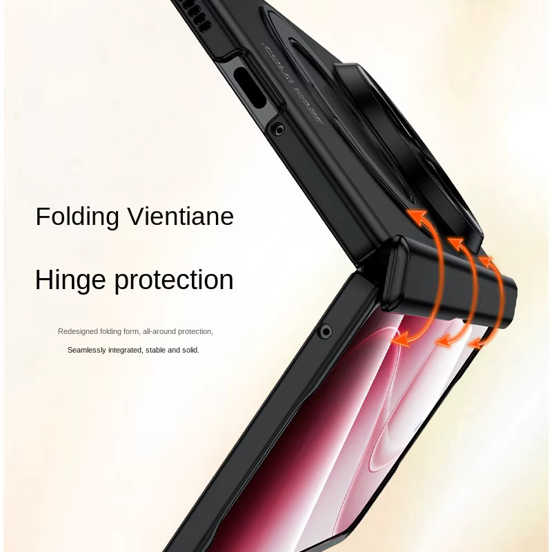 Handyhülle für Huawei Honor Magic V6 mit integriertem Ständer und HD-Folie, Ölsprühverfahren, Schwarz oder Rot - Bild 2