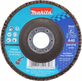 Makita Fächerschleifscheibe für Metall, Durchmesser: 115 mm, Körnung A40, Mehrfarbig - Bild 1