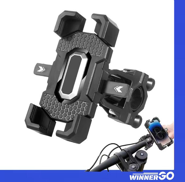 WINNERGO Smartphone Halterung für Motorrad und Fahrrad in Schwarz, Lenkerhalterung kompatibel mit iPhone und Xiaomi - Bild 1