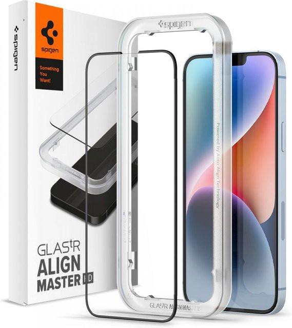 Spigen GlastR Align Master Displayschutzfolie aus gehärtetem Glas für Apple iPhone 17e, iPhone 16e, iPhone 14 und iPhone 13 Pro, Schwarz - Bild 1