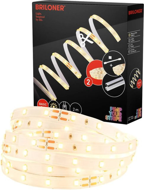 Briloner Pimp your Stripe LED-Band Starter-Set Warmweiß mit Fernbedienung, 2m Länge, Weiß - Bild 1