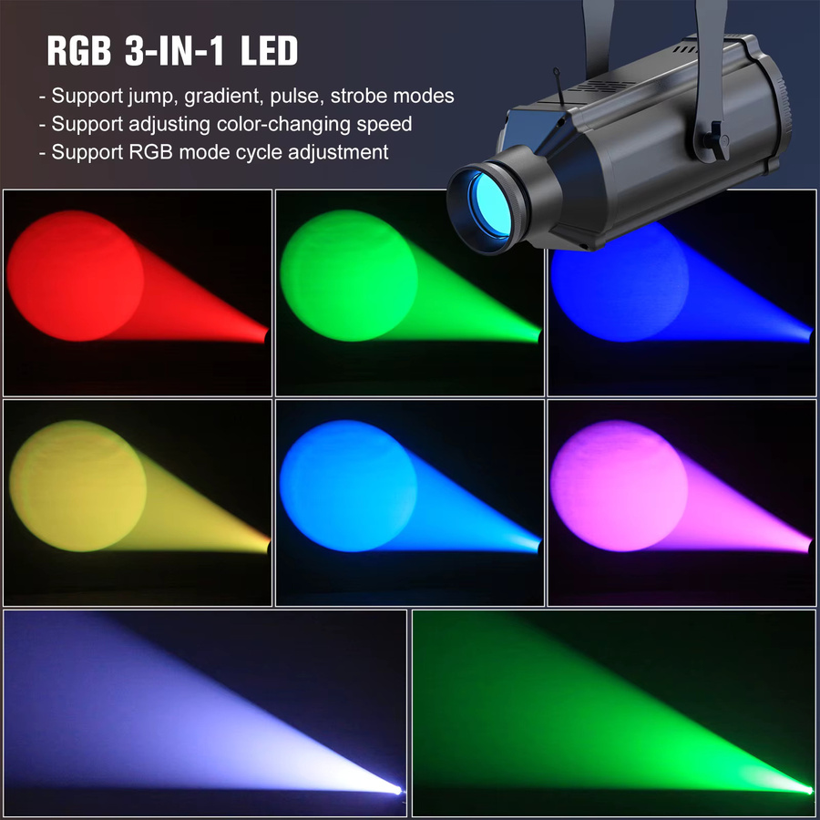 U'King 2er-Set Mini RGB COB LED Scheinwerfer mit 100W, DMX512 Strobe-Effekt und manuellem Fokus für DJ, Party und Hochzeit, Schwarz - Bild 2