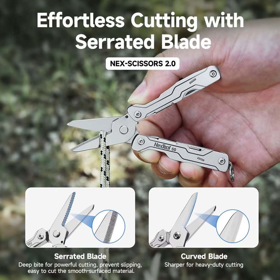 NexTool Mini Sailor Scissors S0 8-in-1 Mikro-Schlüsselanhänger-Multitool in Silber als tragbares und faltbares EDC-Taschenwerkzeug - Bild 4