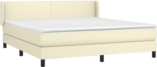 vidaXL Boxspringbett mit Matratze in Creme/Beige aus Kunstleder und Stoff mit Taschenfederkern B/T: 160 x 200 cm - Bild 1