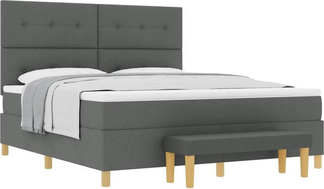 vidaXL Boxspringbett mit Matratze in Grau, B/T/H: 180 x 200 x 128 cm - Bild 1