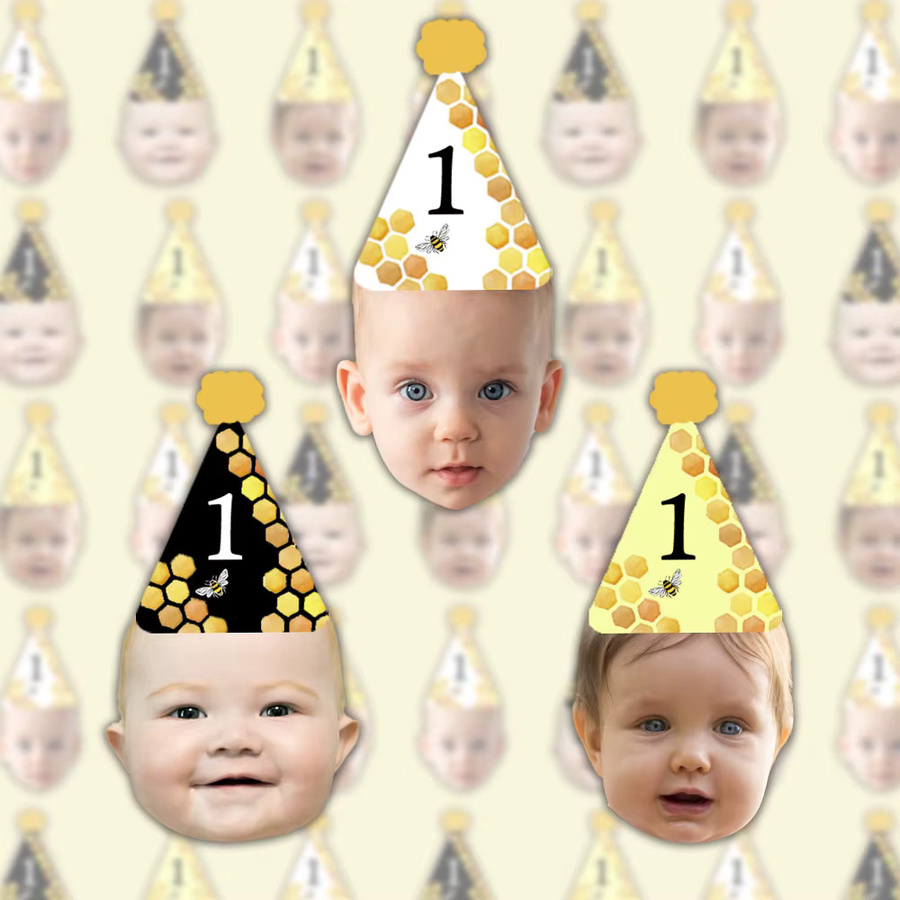 40 Stück Personalisierte Gesichtsaufkleber für den 1. Geburtstag von Cyuan, Individuelle Foto-Sticker für Kleinkind-Partys - Bild 3