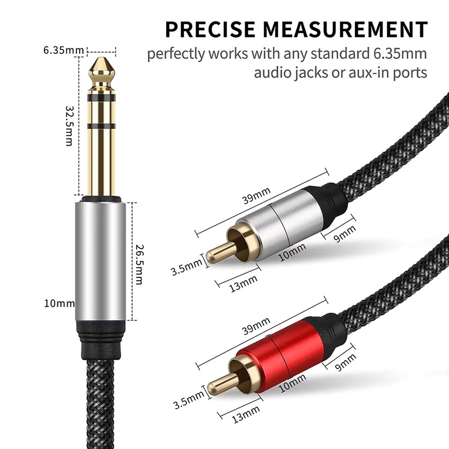 ALLOET Stereo-Splitterkabel von 6,35-mm-TRS-Stecker auf Dual-RCA-Stecker - Bild 5