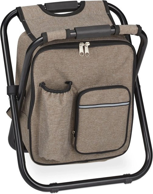Relaxdays Campinghocker klappbar aus Eisen und Polyester in Beige und Schwarz, B/T/H: 42 x 35 x 29 cm - Bild 1