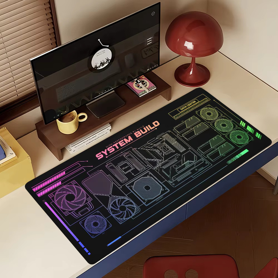System Build Mauspad für Computer und Laptop, rutschfeste Schreibtischunterlage aus Gummi, multicolour - Bild 4