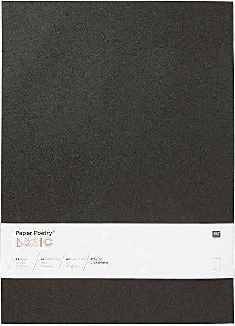 Rico Design Paper Poetry Bogen Basic A4 in Schwarz, 10 Stück - Bild 1
