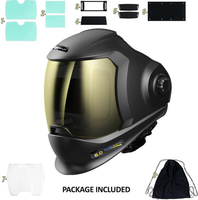 SAFEUP CE Professioneller Schweißhelm mit großer Sicht 1111 True Color Auto Darkening für WIG MIG MAG MMA, Schwarz - Bild 1