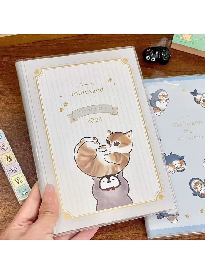 Kawaii Katzenplaner 2026 B6 Notizbuch mit farbigen Seiten für Studenten und Schule, ästhetisches Tagebuch in Multicolor - Bild 2