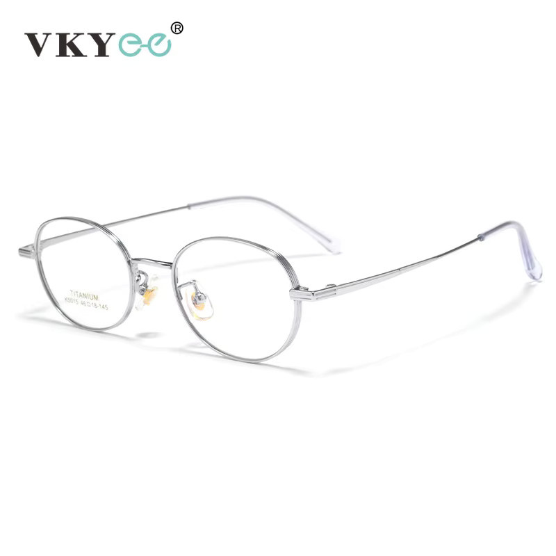 VKYEE K5015 Lesebrille, Titan, oval, Vollrand, Silber, Männer - Bild 2