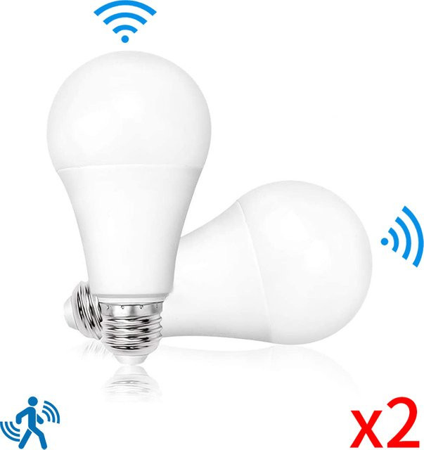 2er Set Smart LED Glühbirnen mit Radar-Bewegungssensor E27 220V in Weiß mit CCT Farbtemperatur-Wechsel - Bild 1
