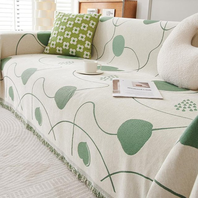 Moderne Sofadecke aus Chenille von A Family Of Home Textiles in Weiß, rutschfest und waschbar, B/B: 180 x 230 cm - Bild 1