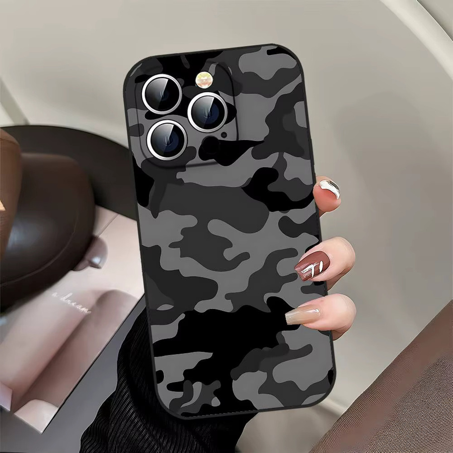 Modische Camouflage-Handyhülle in Schwarz für iPhone 17, 16, 15, 14, 13, 11 Pro Max, Plus, X, XR, XS Max und 13 Mini - Bild 4