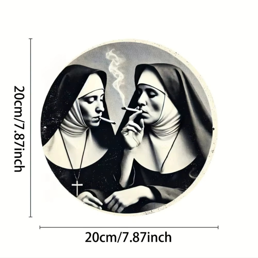 Vintage Metallschild CIFBUY Nonne Retro-Humor Blechwandkunst für Zuhause und Bar, Breite: 20 cm, Höhe: 20 cm - Bild 2