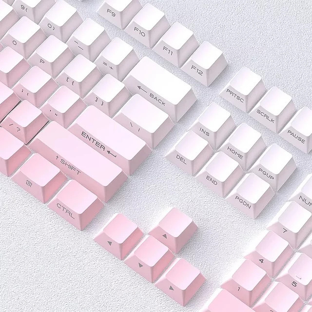 Oeny PBT Tastenkappen im Cherry-Profil mit 133+ Tasten, Double Shot Shine Through Seitendruck, Pfirsichrosa für MX Switches Gaming-Tastaturen - Bild 1