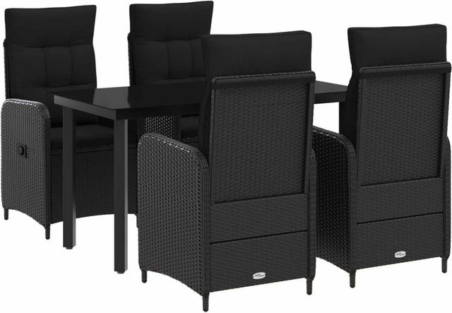 vidaXL Lounge-Set mit Couchtisch und 5 Kissen in Schwarz für Garten und Terrasse - Bild 1