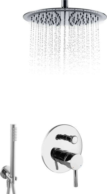 PaulGurkes Unterputz Dusch Set mit Regenbrause und Handbrause in Chrom, Durchmesser: 30 cm - Bild 1