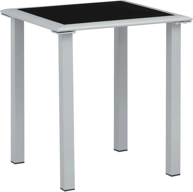 vidaXL Gartentisch aus Stahl und Glas in Schwarz und Silber, quadratisch, B/T/H: 41 x 41 x 45 cm - Bild 1