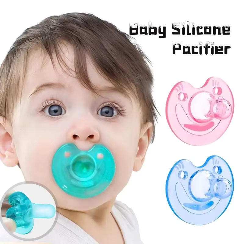 V-förmiger Baby-Schnuller aus weichem Silikon für Neugeborene in Blau, anatomisch geformt zur Simulation von Muttermilch und zur Unterstützung des Schlafs - Bild 2