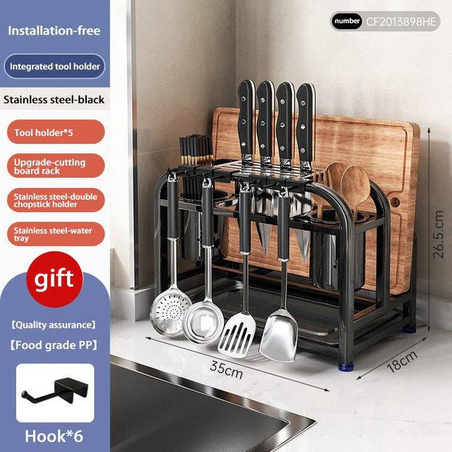 Multifunktionaler Messerhalter aus Edelstahl von Yiran Furniture in Silber - Bild 1